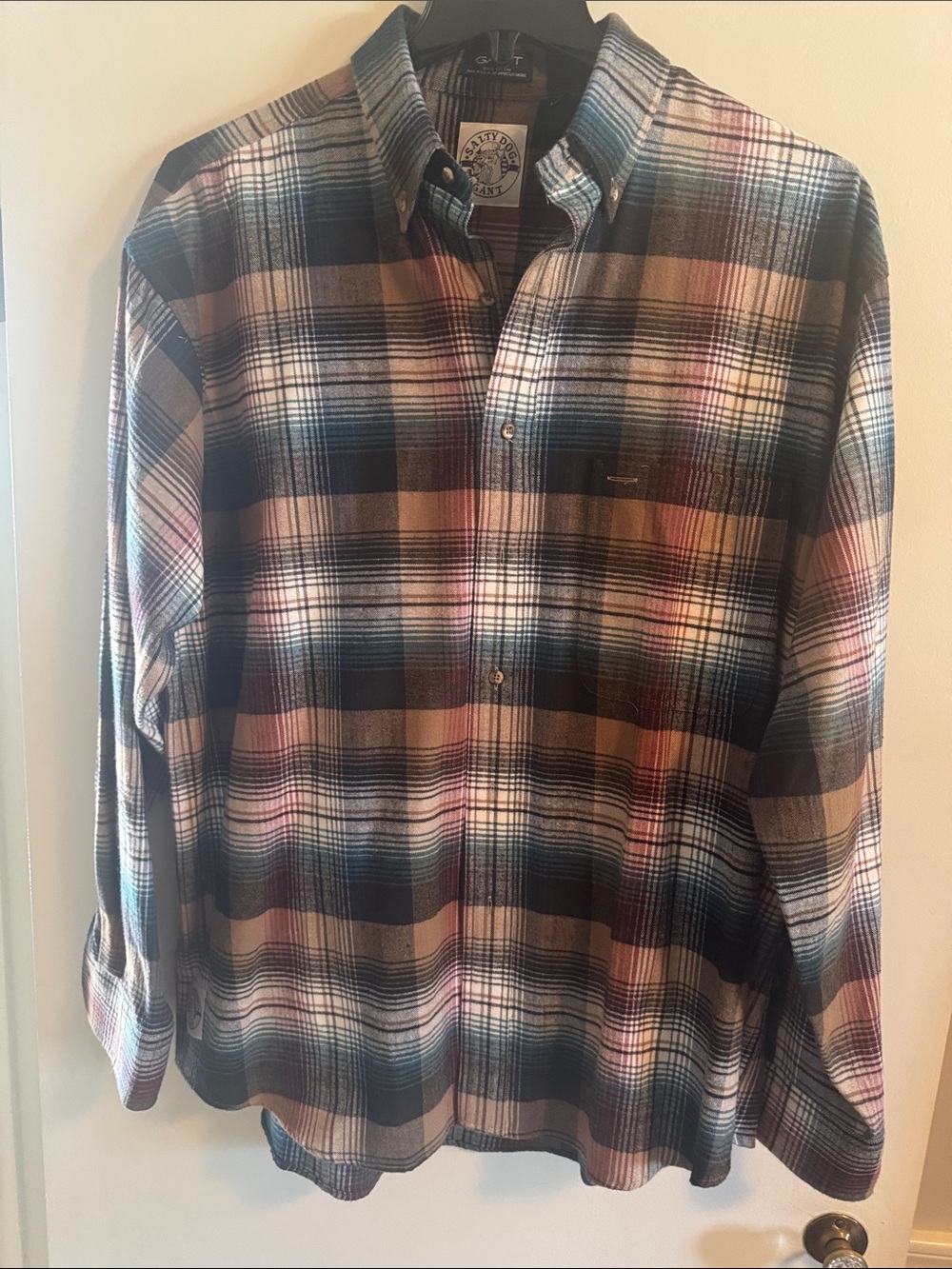 Gant Men's Plaid Button-Down Shirt in Blue, Brown & Cream